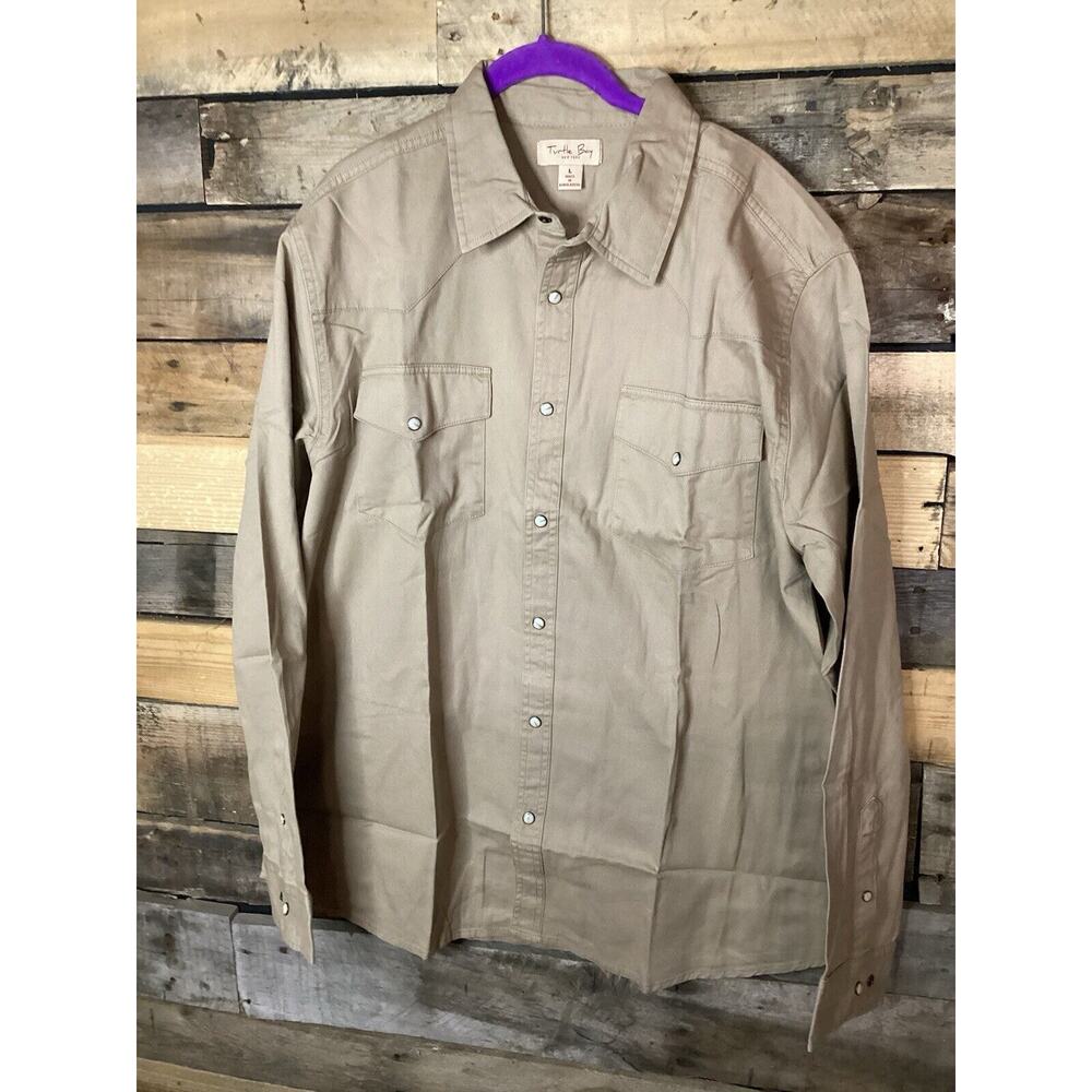 Men's Turtle Bay Western Denim Shirt, Khaki, Size Large